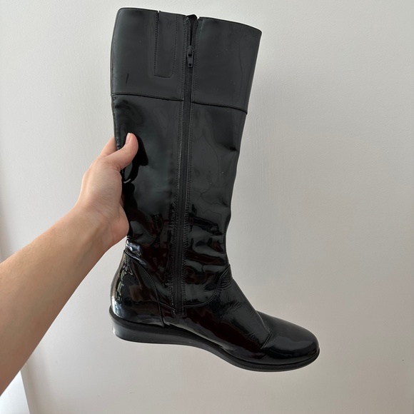 Cole Haan Melanie Waterproof Knee High Black Patent Leather Boots - Picture 7 of 7
